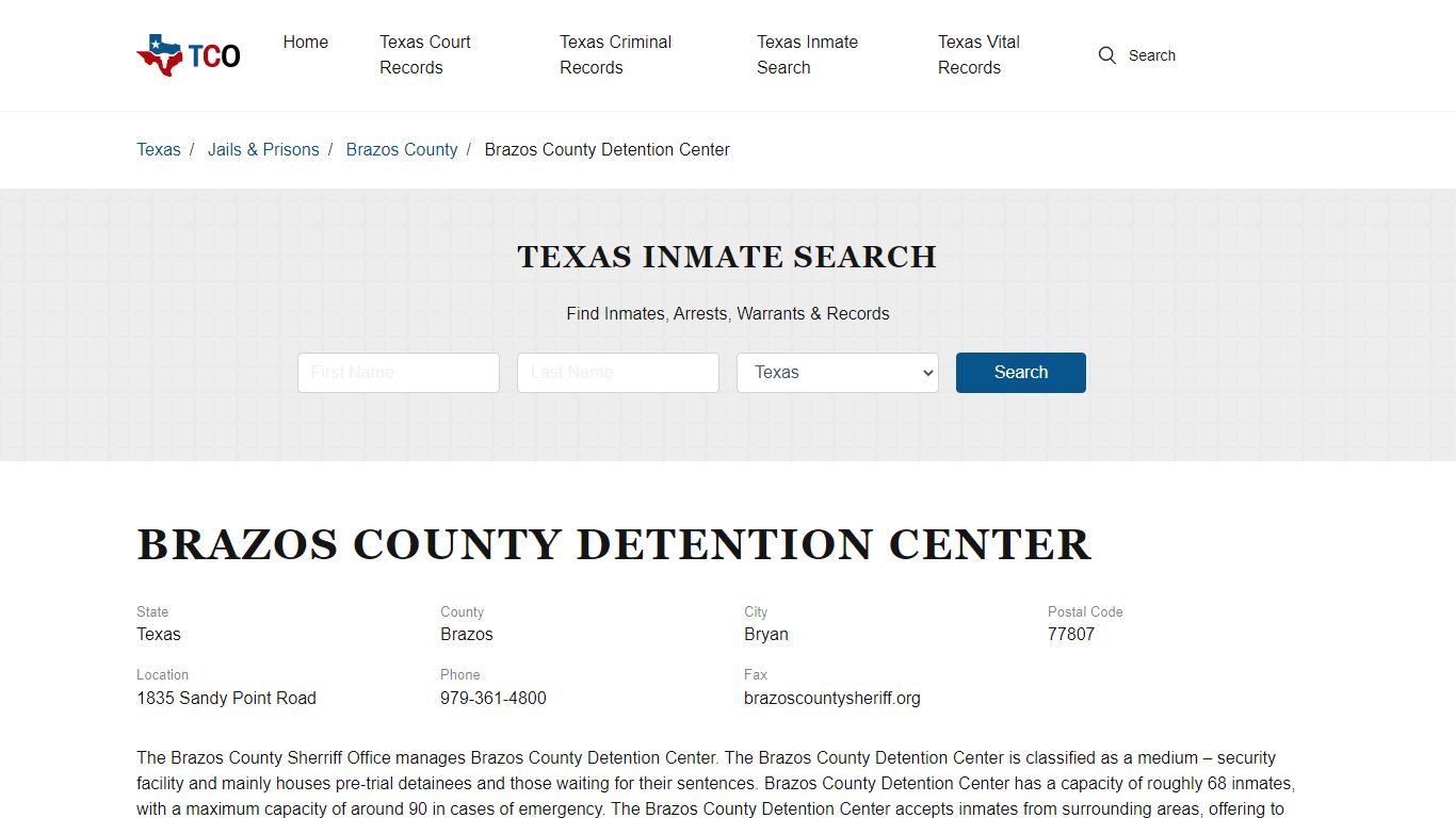 Brazos County Detention Center in Bryan, TX - Contact Information and ...